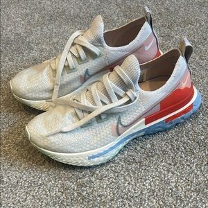 Nike Women's Cream, Red and Blue Sneakers